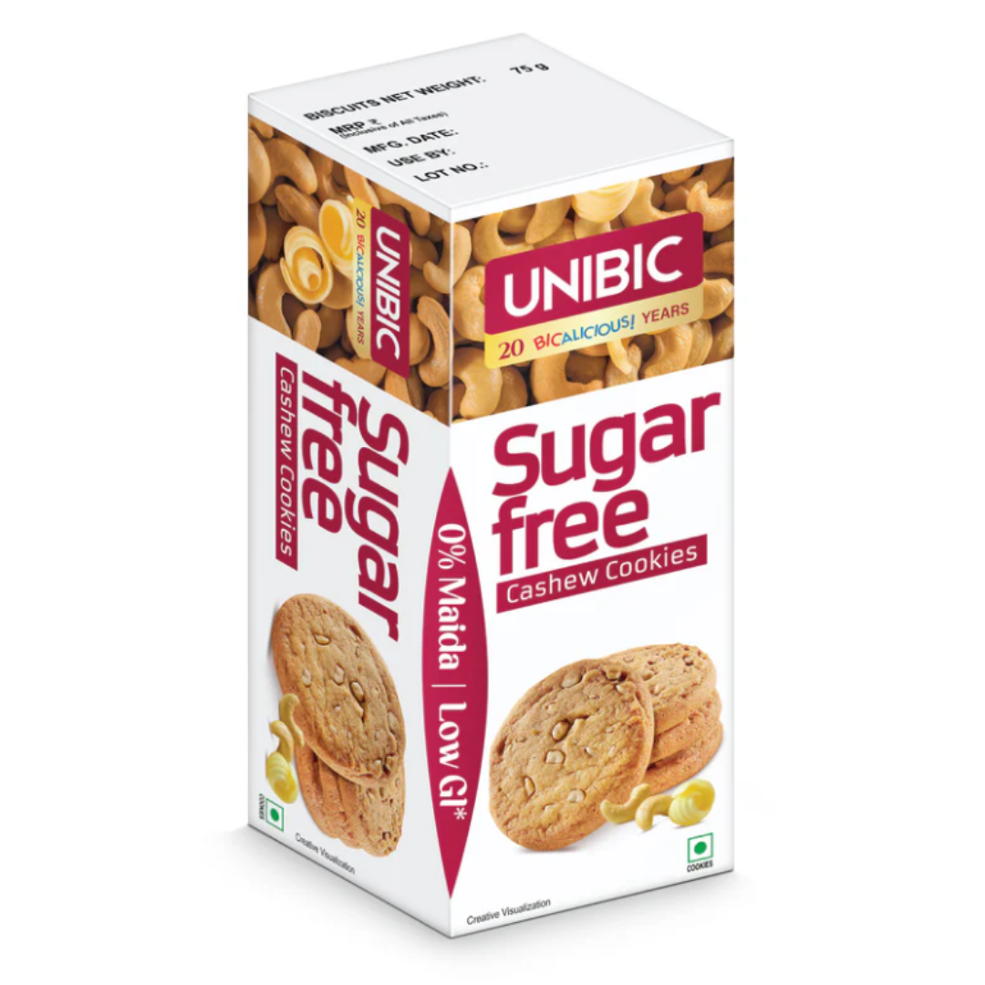 unibic : sugar free cashew cookies, 67.5g