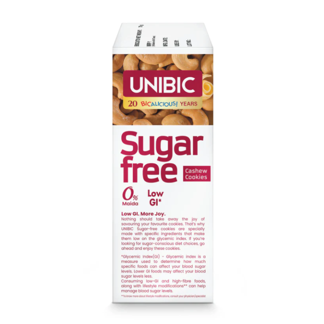 unibic : sugar free cashew cookies, 67.5g